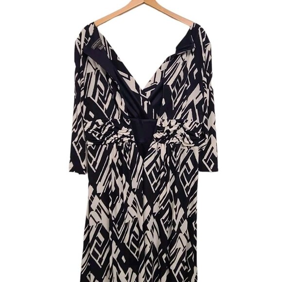 Jessica Howard  Maxi Dress Womens  14 Geometric Print  V Neck Side Slits - Picture 4 of 8
